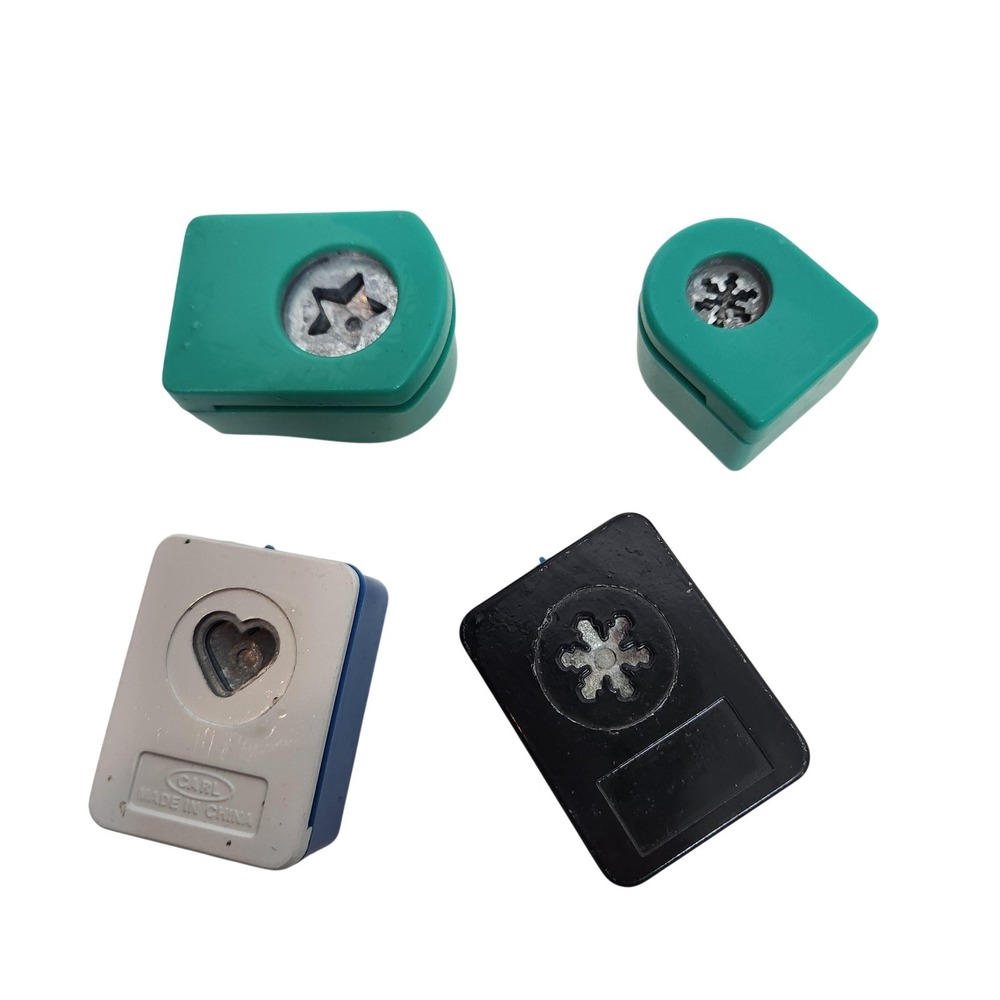 Marvy Uchida Mini Craft Paper Punch Lot of 4 Star Snowflake Heart Mini Shapes
